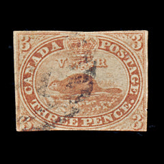 9509: Canada SG7 3d Scarlet vermilion 1852 Sc#4xi Used C£275, view 2