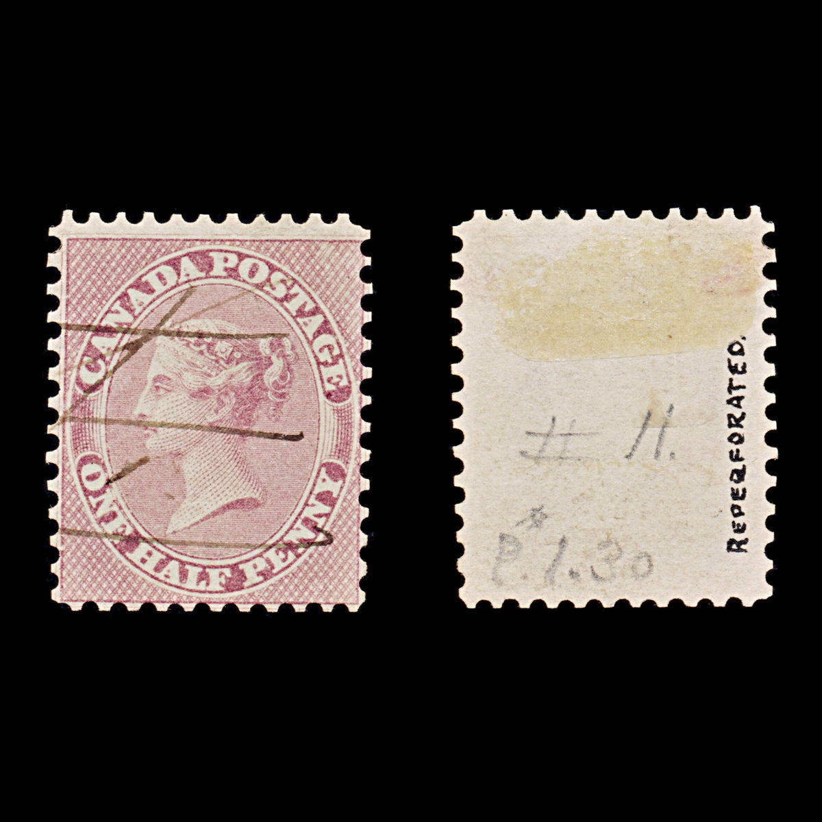 9513: Canada SG25 Re-Perforated 1858 Sc#11 Mi7a Used C£1200