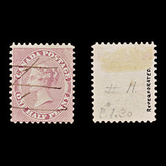 9513: Canada SG25 Re-Perforated 1858 Sc#11 Mi7a Used C£1200, view 1