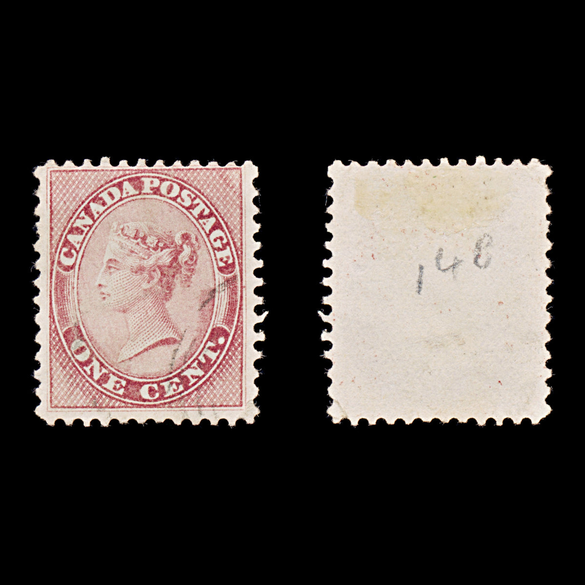 9515: Canada SG30 2x 1c Deep Rose 1859 Sc#14b Used C£80