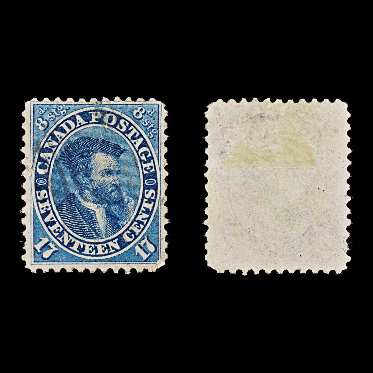9520: Canada SG42 2x 17½c Deep blue 1859 Sc#19 Mi15a Used C£110
