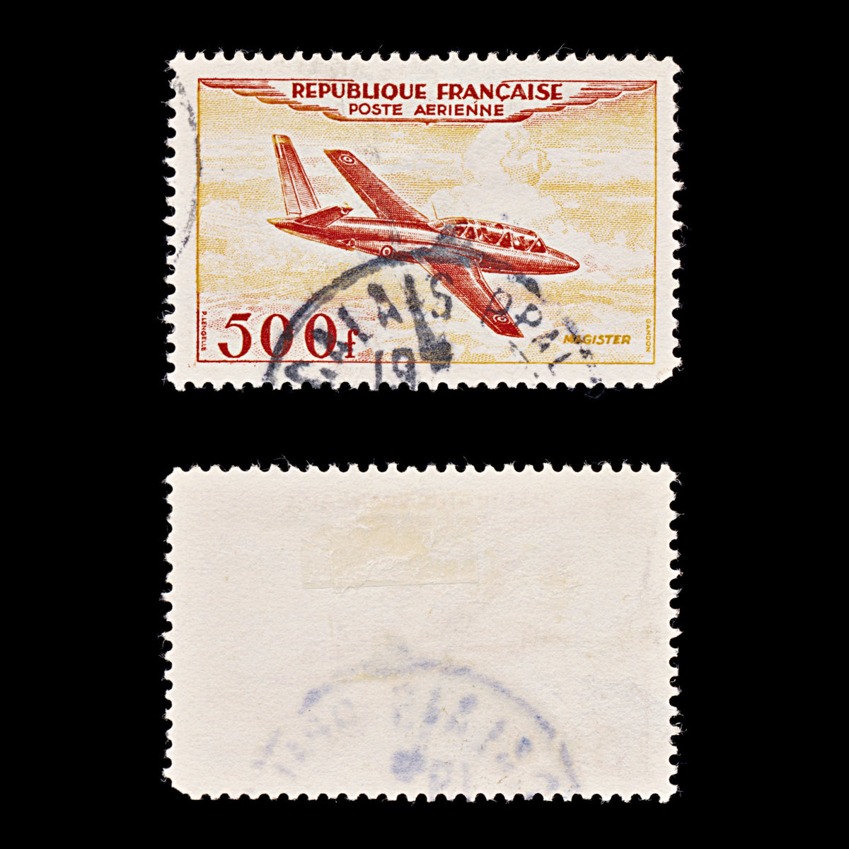 9540: France SG1196 500F Orange red &  Orange yellow 1954 Sc#C31 Mi989 Used C£18