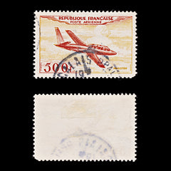 9540: France SG1196 500F Orange red &  Orange yellow 1954 Sc#C31 Mi989 Used C£18, view 1