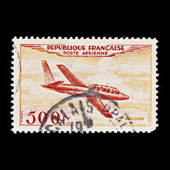 9540: France SG1196 500F Orange red &  Orange yellow 1954 Sc#C31 Mi989 Used C£18, view 2