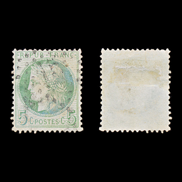 9543: France SG192 5c Green 1872 Sc#53a Mi48a Used C£13
