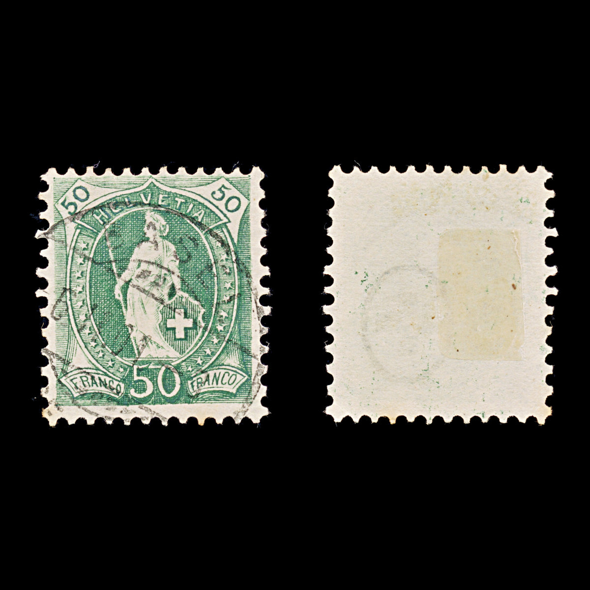 9548: Switzerland SG151B 50c Black green &  Dark green 1899 Mi69Ca Used C£47