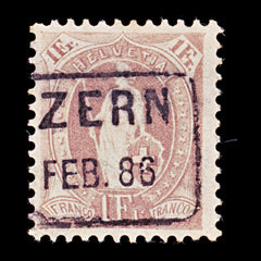 9549: Switzerland SG138a 1F Light brown purple 1882 Sc#87 Mi63XAb Used C£15, view 2