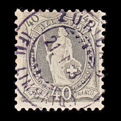 9550: Switzerland SG149A 40c Blackish turquoise grey &  Dark turquoise grey 1891 Sc#84c Mi61XC Used C£160, view 2
