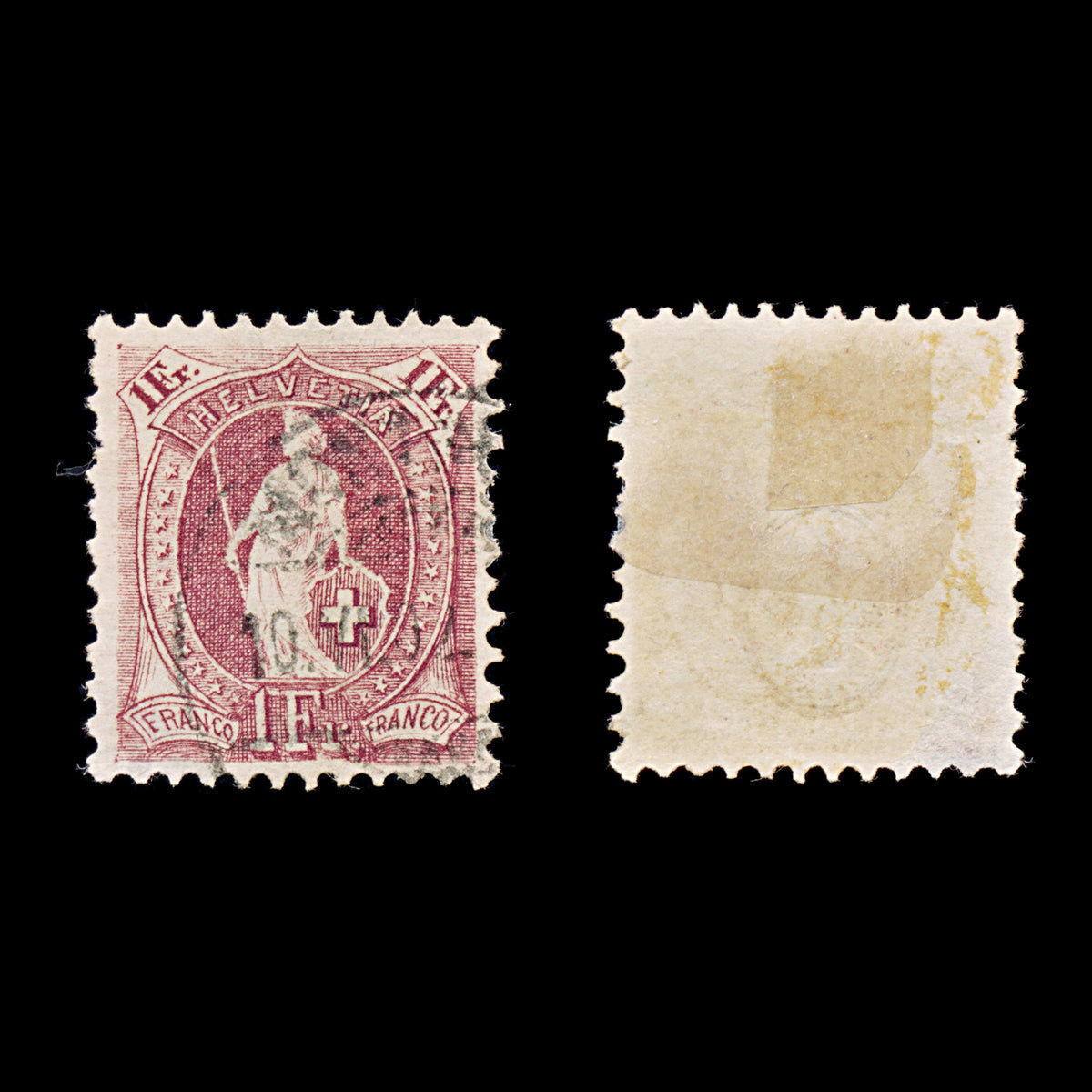 9551: Switzerland SG152Ac 1F Medium brownish lilac 1891 Sc#87c Mi63XCa Used C£29