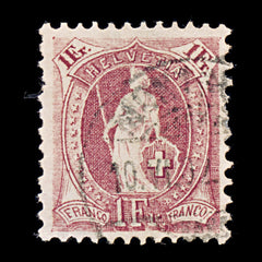 9551: Switzerland SG152Ac 1F Medium brownish lilac 1891 Sc#87c Mi63XCa Used C£29, view 2