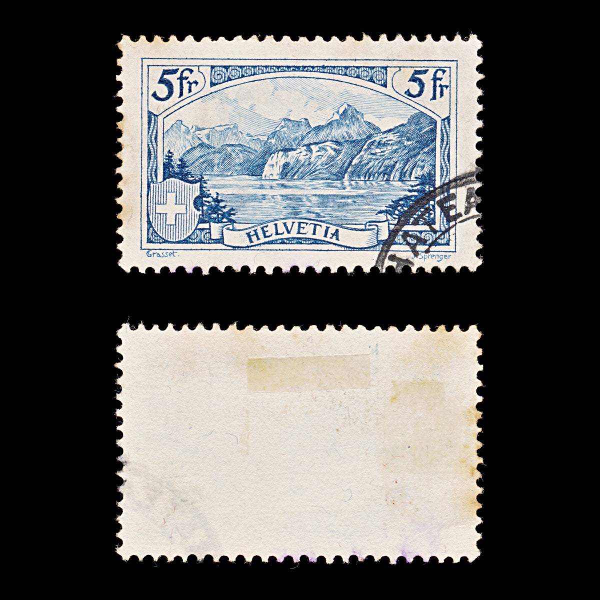 9553: Switzerland SG336 5F Blue 1930 Sc#206 Mi227 Used C£15
