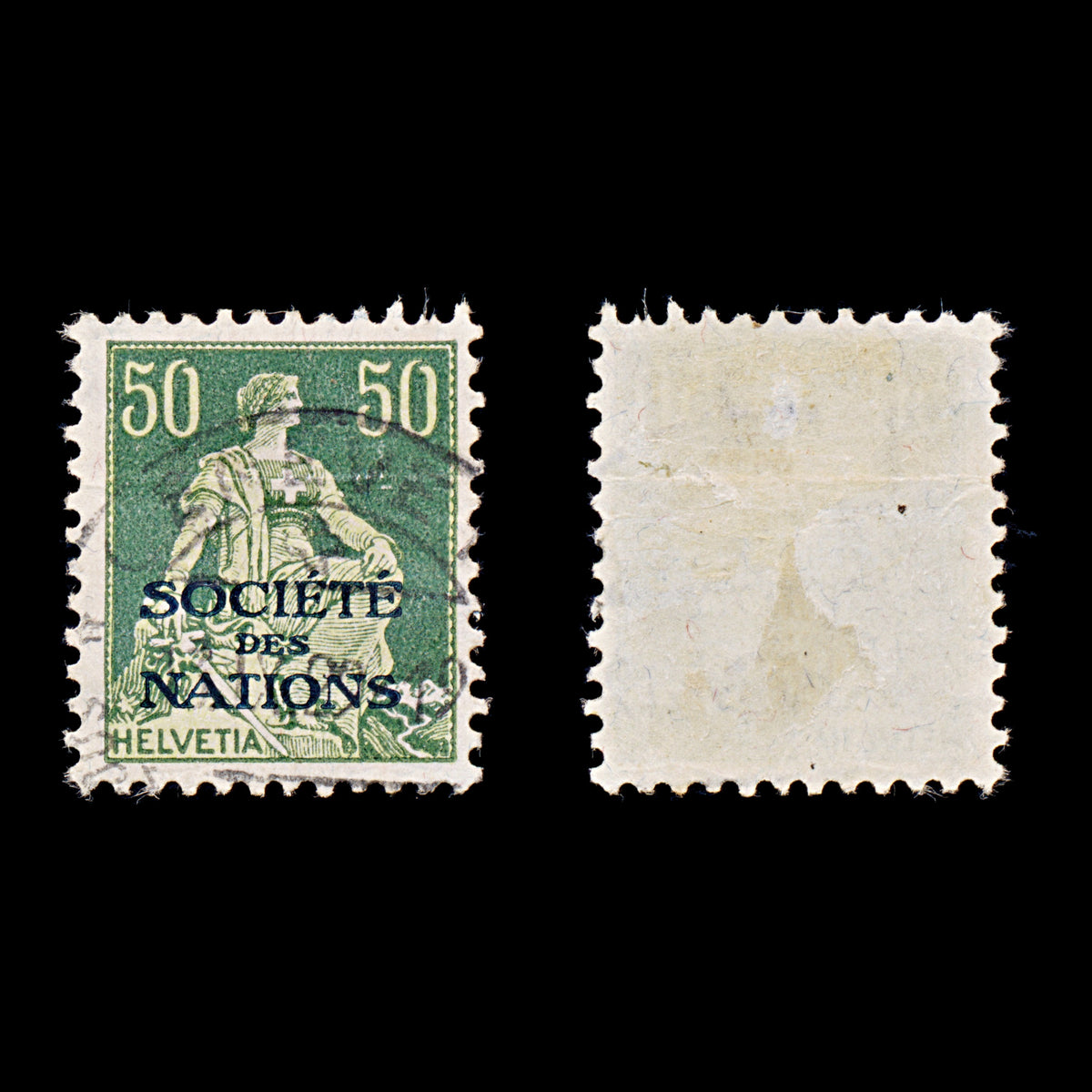 9554: Switzerland SGLN20 50c Dark green 1922 Sc#2O22 Mi9x Used C£14