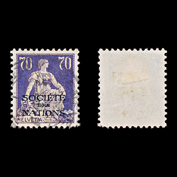 9555: Switzerland SGLN22 70c Buff &  Violet 1925 Sc#2O24 Mi21x Used C£48