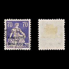 9557: Switzerland SGLN22 70c Buff &  Violet 1925 Sc#2O24 Mi21x Used C£48, view 1