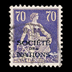 9557: Switzerland SGLN22 70c Buff &  Violet 1925 Sc#2O24 Mi21x Used C£48, view 2