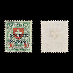 9558: Switzerland SGLN24 90c Green &  Vermilion 1924 Sc#2O31a Mi22x Used C£21, view 1