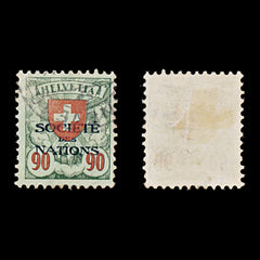 9559: Switzerland SGLN24 90c Green &  Vermilion 1924 Sc#2O31a Mi22x Used C£21, view 1