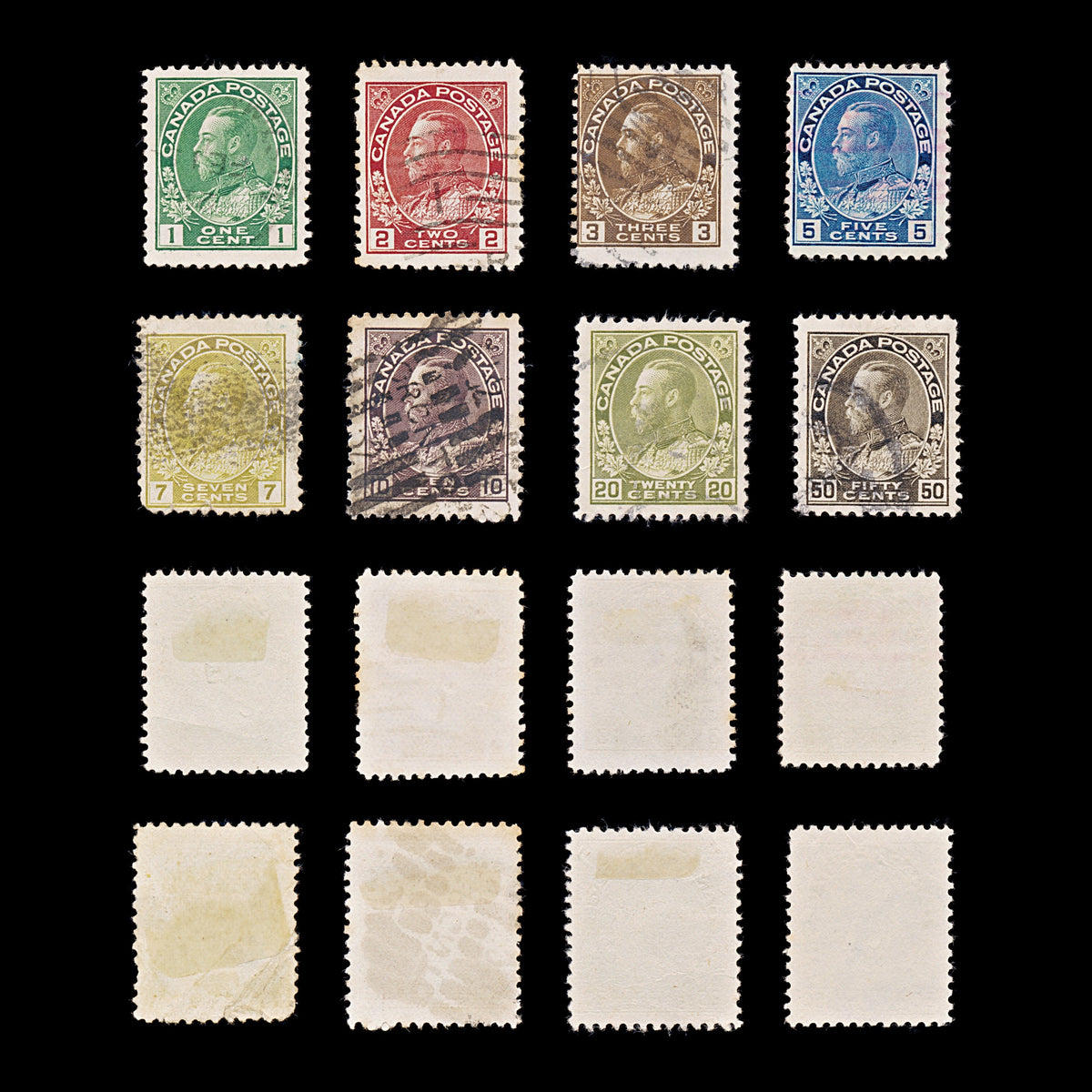 9573: Canada SG215-196 Set of 8 1923 Sc#120-104e Mi99-92aA Used C£12