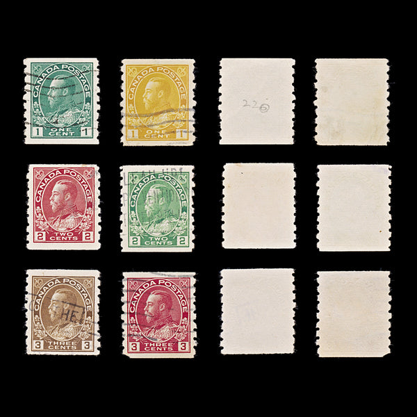 9574: Canada SG258-220 Imp x 8 Set of 6 1923 Sc#130-125ii Mi107D-92bD Used C£44