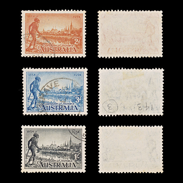 9583: Australia SG147a-149a Set of 3 1934 Sc#142a-144a Mi120C-122C Used C£30