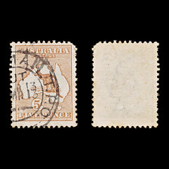 9587: Australia SG8 5d Chestnut 1913 Sc#7 Mi10IIX Used C£48, view 1