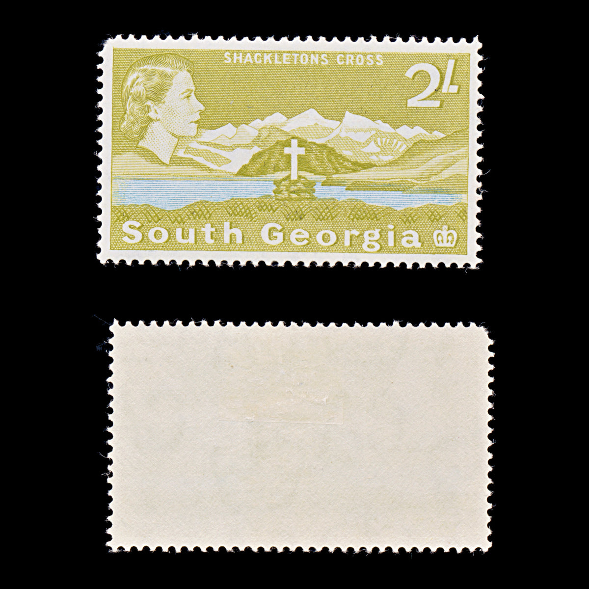 9595: South Georgia SG11 2s Light blue &  Yellow olive 1963 Sc#11 Mi19A Mint MLH C£27