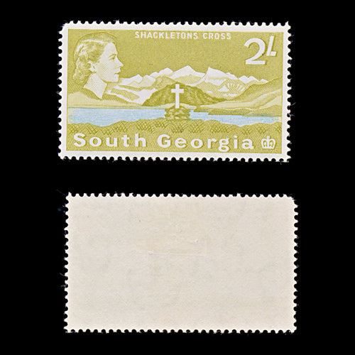9595: South Georgia SG11 2s Light blue &  Yellow olive 1963 Sc#11 Mi19A Mint MLH C£27