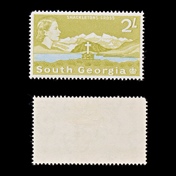 9595: South Georgia SG11 2s Light blue &  Yellow olive 1963 Sc#11 Mi19A Mint MLH C£27