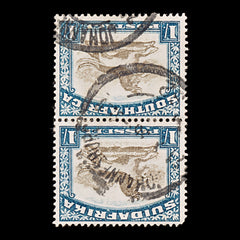 9600: South Africa SG48bw 2x 1s Brown &  Deep blue 1932 Used C£26, view 2