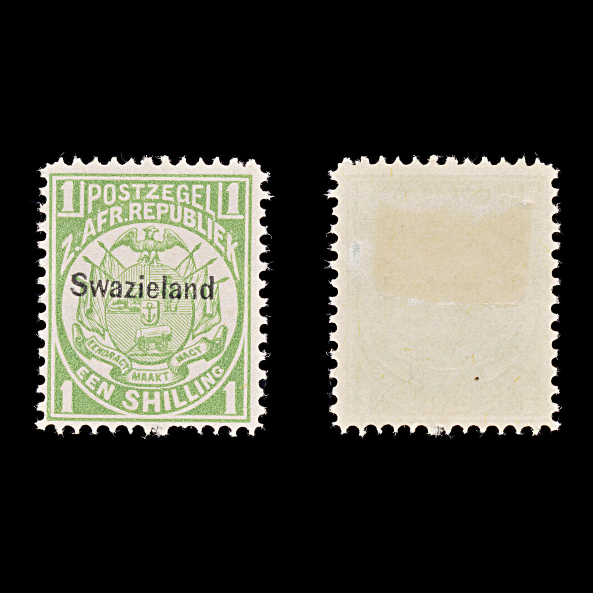 9601: Swaziland SG3 1s Green 1889 Sc#5 Mi5A Mint MH C£22