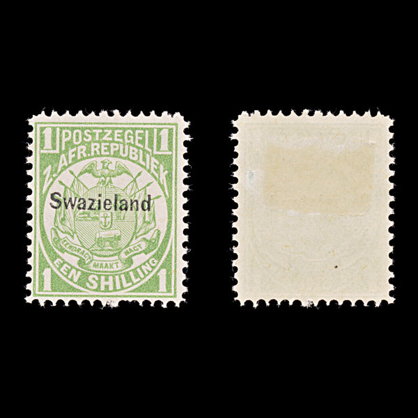 9601: Swaziland SG3 1s Green 1889 Sc#5 Mi5A Mint MH C£22
