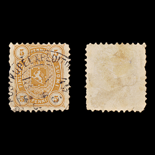 9607: Finland SG67 5p Orange 1875 Sc#18 Mi13Axb Used C£12