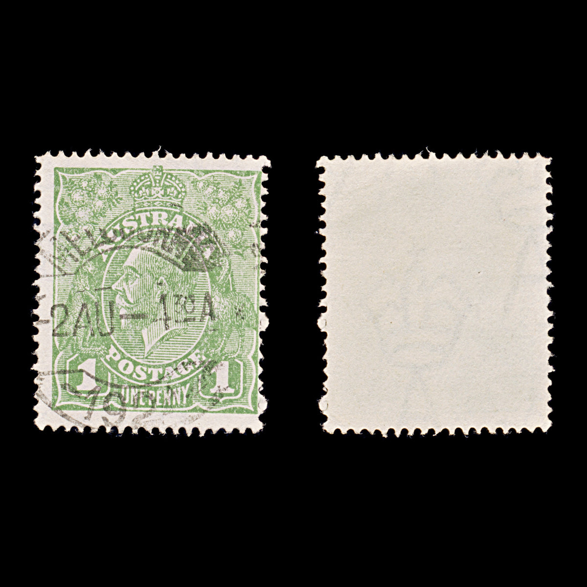9611: Australia SG82 1d Sage green 1924 Sc#62 Mi56X Used C£11