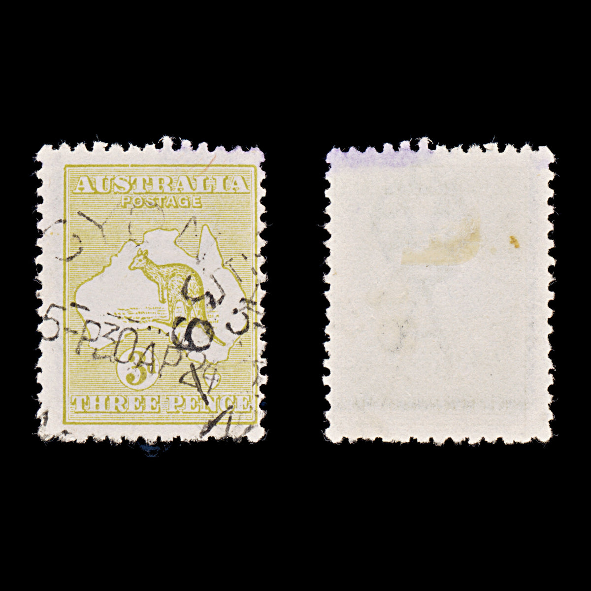 9621: Australia SG5e 3d Olive 1913 Sc#5a Mi8IIX Used C£100