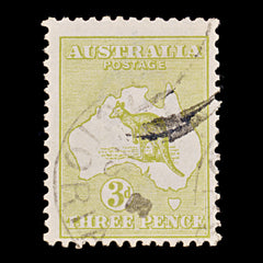 9623: Australia SG5 3d Yellow olive 1913 Sc#5 Mi8IX Used C£11, view 2