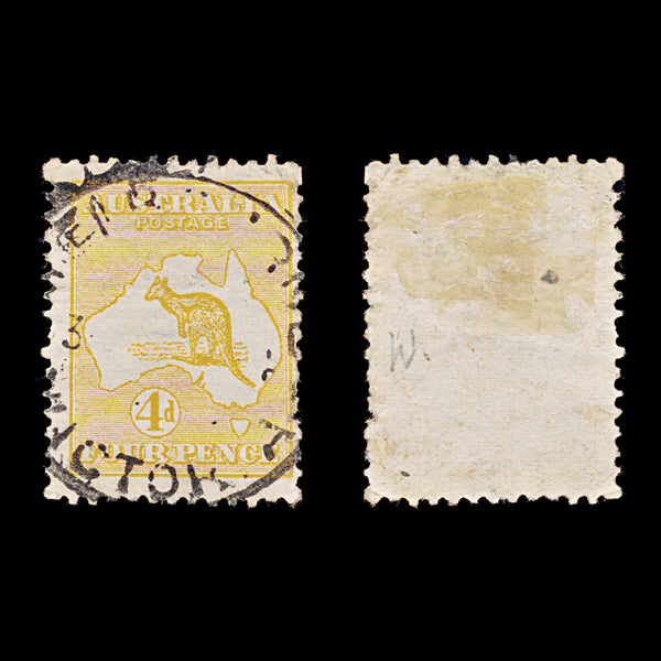 9627: Australia SG6a 4d Orange yellow 1913 Mi9IIXb Used C£85