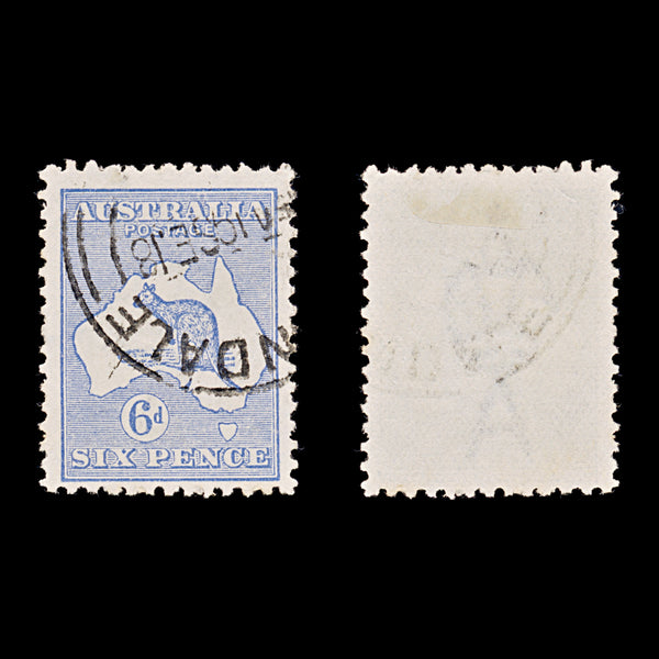 9628: Australia SG9 6d Ultramarine 1913 Sc#8 Mi11IIX Used C£20