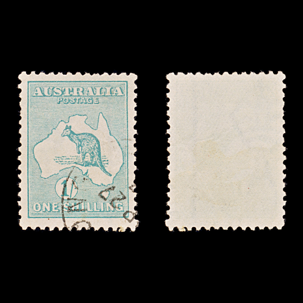 9634: Australia SG28 1s Blue green 1915 Sc#42 Mi25IIX Used C£38