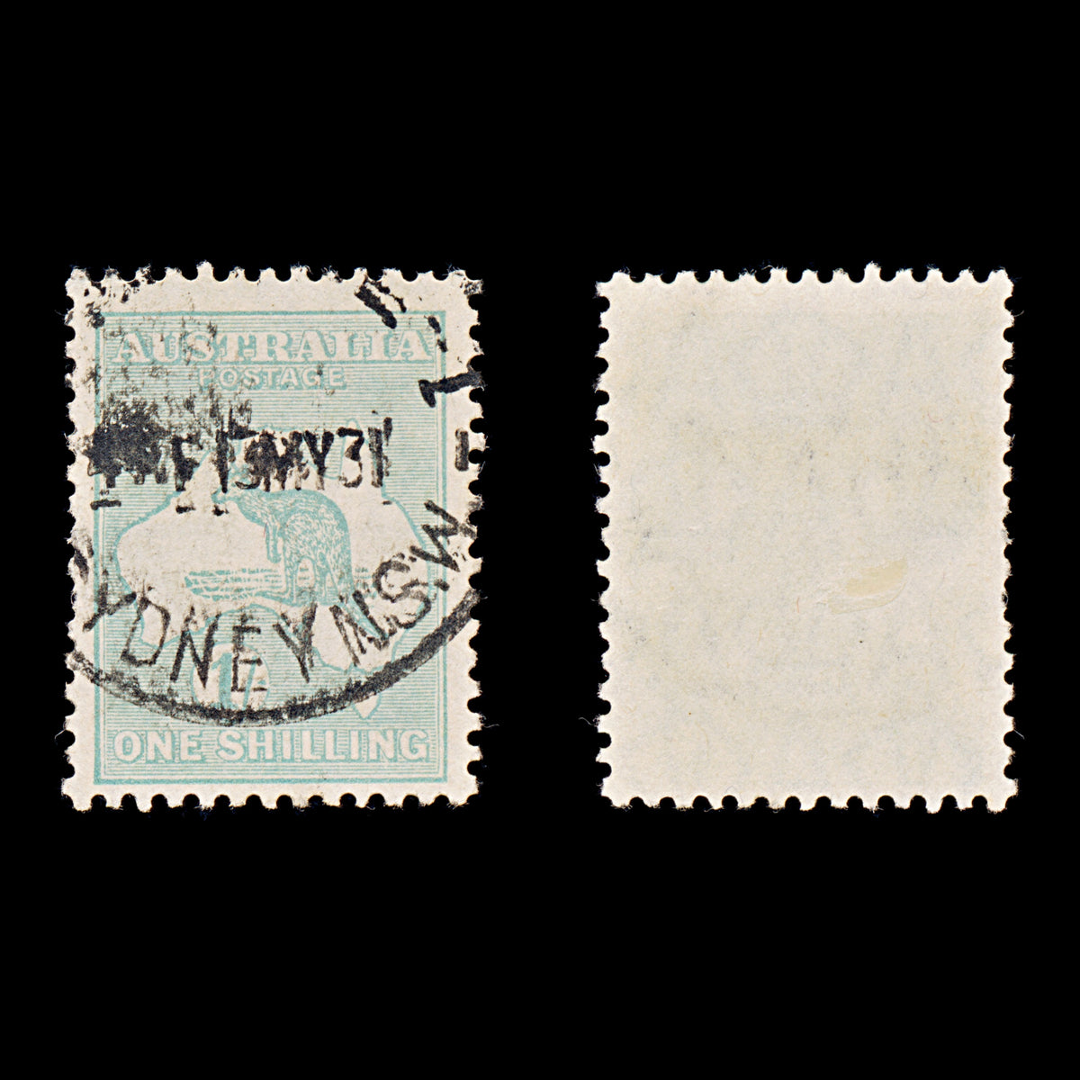 9635: Australia SG109 1s Blue green 1929 Sc#98 Mi84X Used C£11