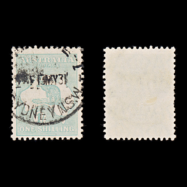 9635: Australia SG109 1s Blue green 1929 Sc#98 Mi84X Used C£11