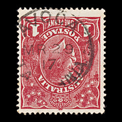 9637: Australia SG47hw 1d Scarlet 1916 Used C£25, view 2
