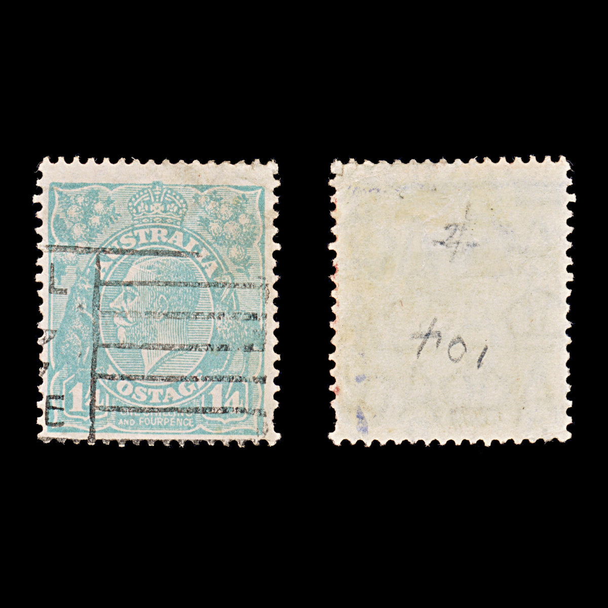 9651: Australia SG104 1s4d Turquoise 1928 Sc#76 Mi79XC Used C£26