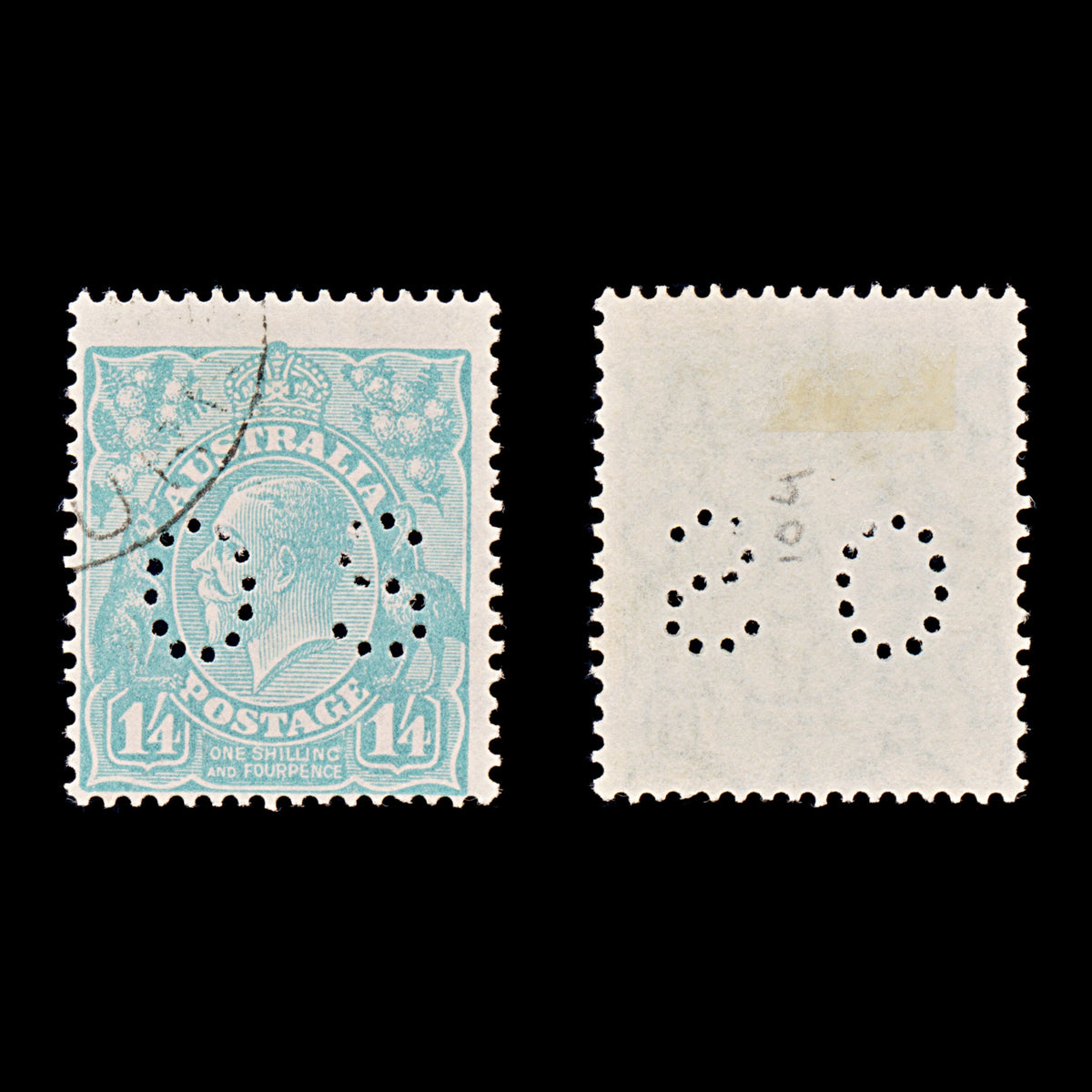 9652: Australia SGO111 1s4d Turquoise 1928 Sc#OB76 MiD70C Used C£42