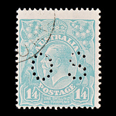 9652: Australia SGO111 1s4d Turquoise 1928 Sc#OB76 MiD70C Used C£42, view 2