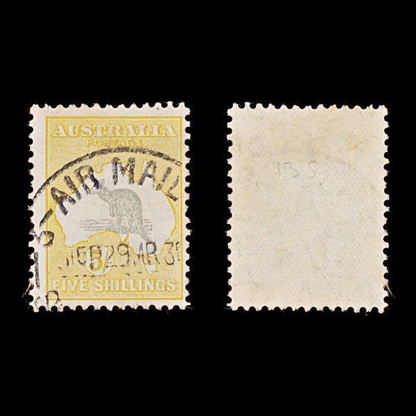 9658: Australia SG135 5s Grey &  Yellow orange 1932 Sc#126 Mi108 Used C£21