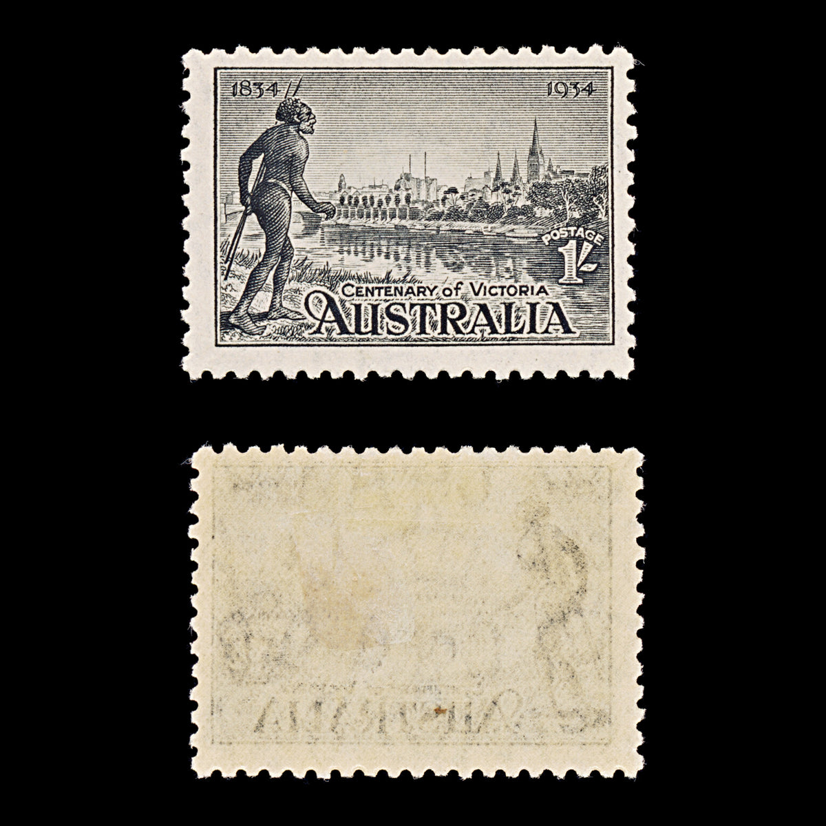 9661: Australia SG149 1s Black 1934 Sc#144 Mi122A Mint MH C£55