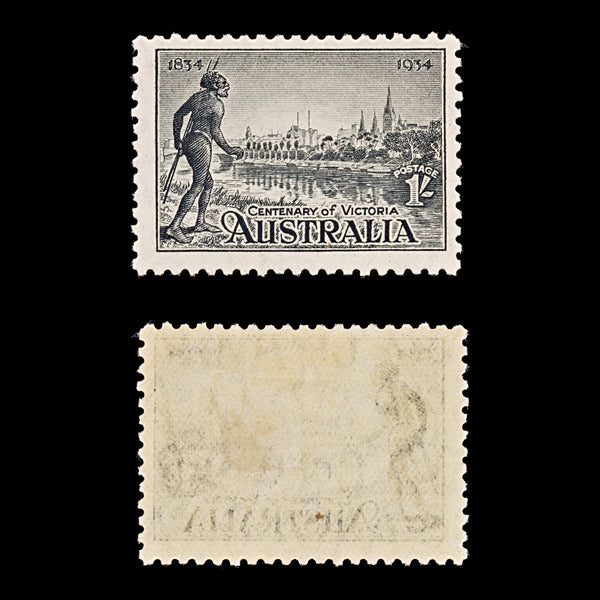 9661: Australia SG149 1s Black 1934 Sc#144 Mi122A Mint MH C£55