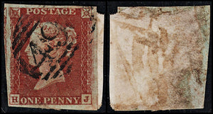 3685 GB 1d Red 1852. SG8 Sc3 Mi3. Spec BS28 Plate 63. 