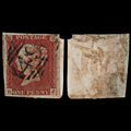 3685 GB 1d Red 1852. SG8 Sc3 Mi3. Spec BS28 Plate 63. "HJ". 4 Margins. c£30
