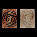 4261 Tasmania SG27 1d Brick Red. Large Printing Crease. 1863. Sc#11d Mi not listed in or Yvert Fine Used. C£400